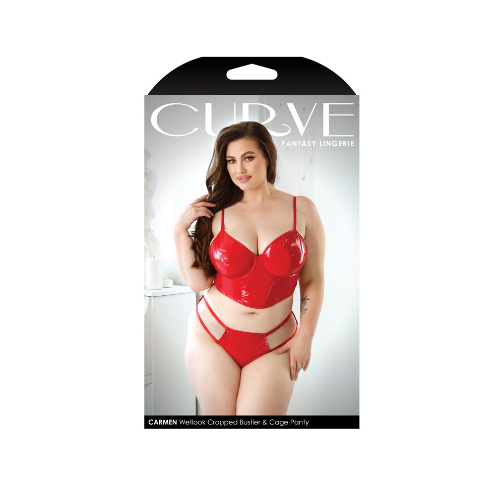 Carmen Wetlook Cropped Bustier & Panty 1X/2X | 657447306754 | Discreet Personal Wellness