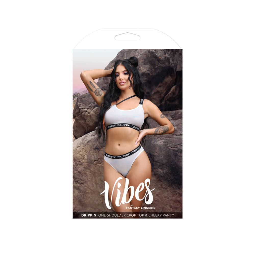 Drippin' One-Shoulder Crop Top & Cheeky Panty L/Xl | 657447310973 | Discreet Personal Wellness