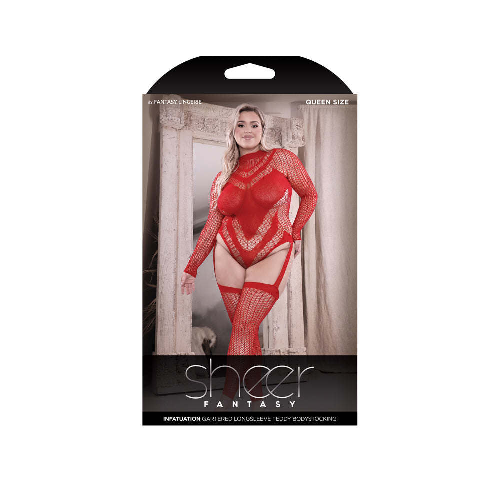 Infatuation Open Back Long Sleeve Teddy Bodystocking Queen | 657447312830 | Discreet Personal Wellness