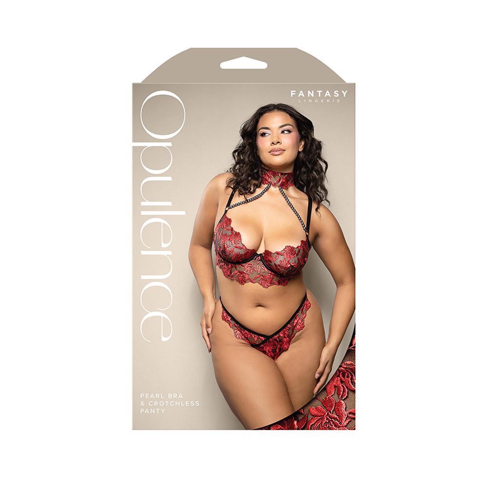 Pearl Bra & Crotchless Panty Queen Size | 657447322099 | Discreet Personal Wellness
