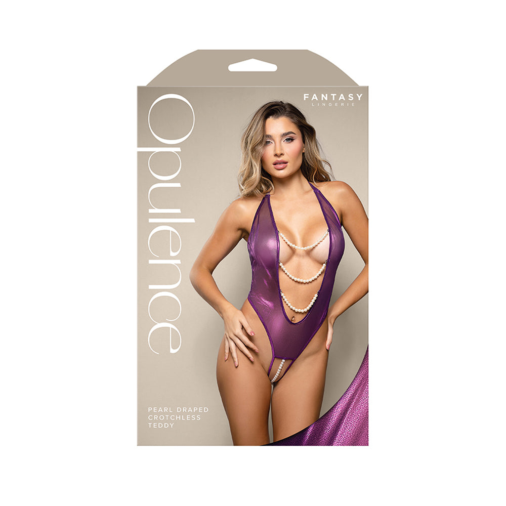 Pearl Draped Crotchless Teddy M/L | 657447322235 | Discreet Personal Wellness