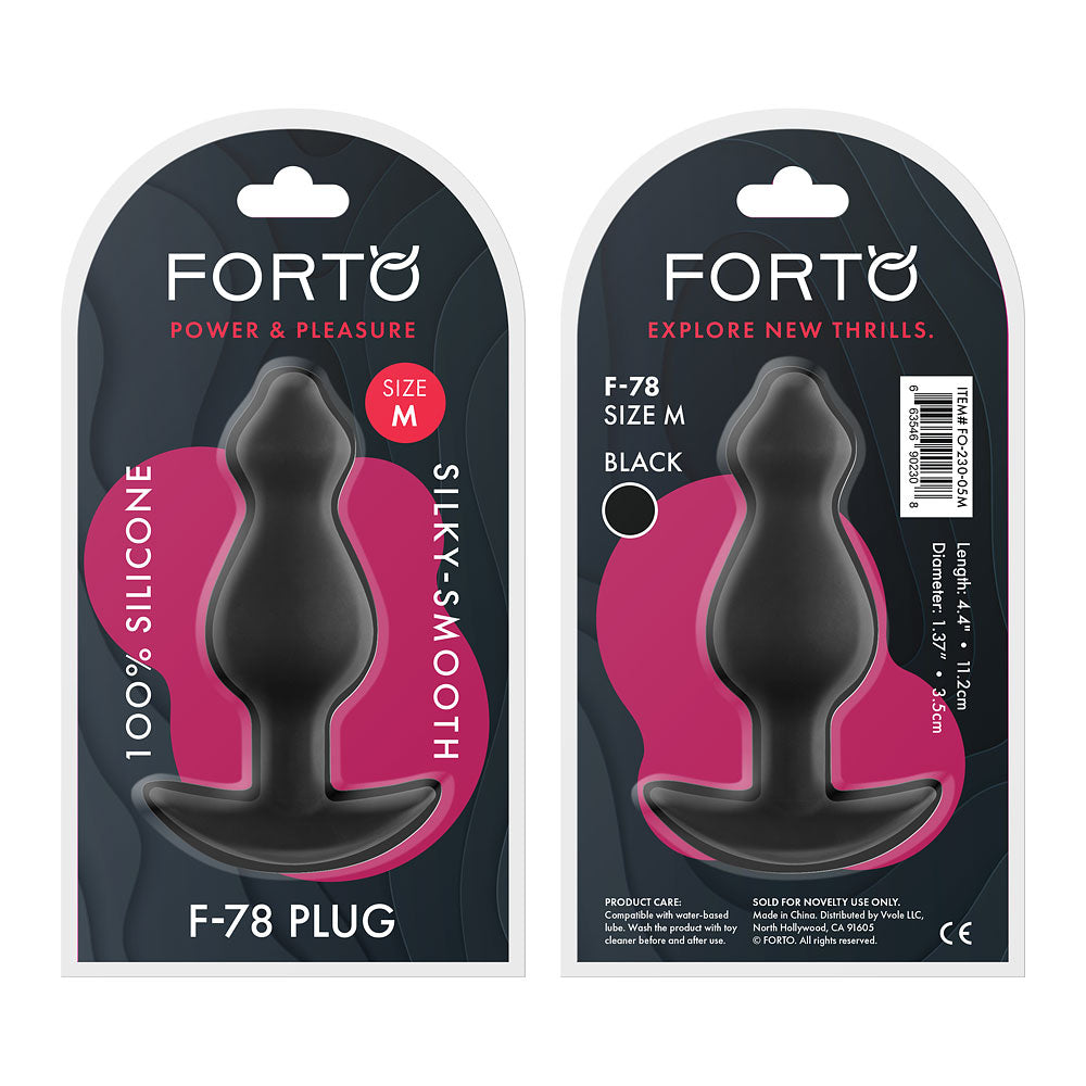 F-78: Pointee 100% Silicone Plug Medium Black | 663546902308 | Discreet Personal Wellness