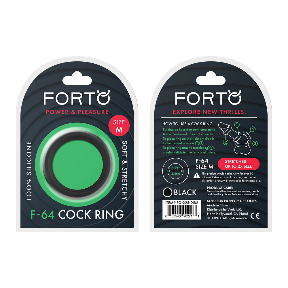 F-64: 45Mm 100% Silicone Ring Wide Medium Black | 663546902711 | Discreet Personal Wellness