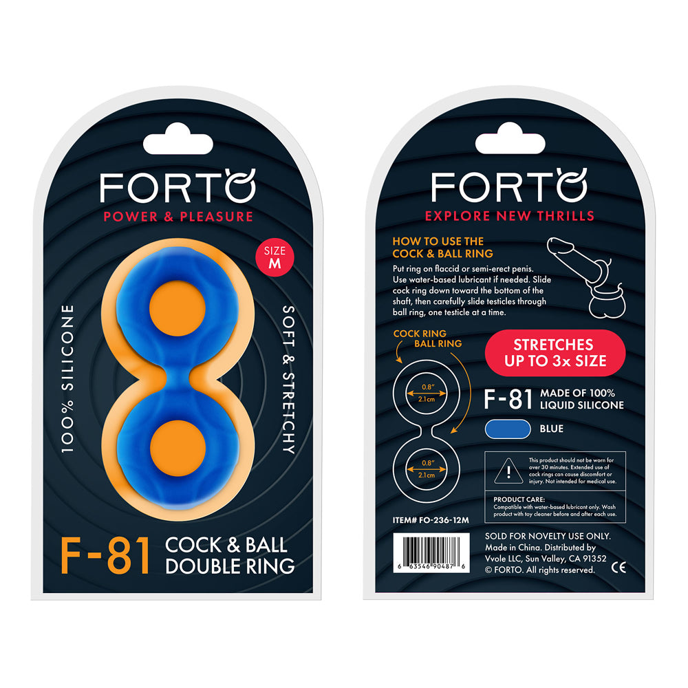 F-81: Double Ring Liquid Silicone 47Mm Blue | 663546904876 | Discreet Personal Wellness