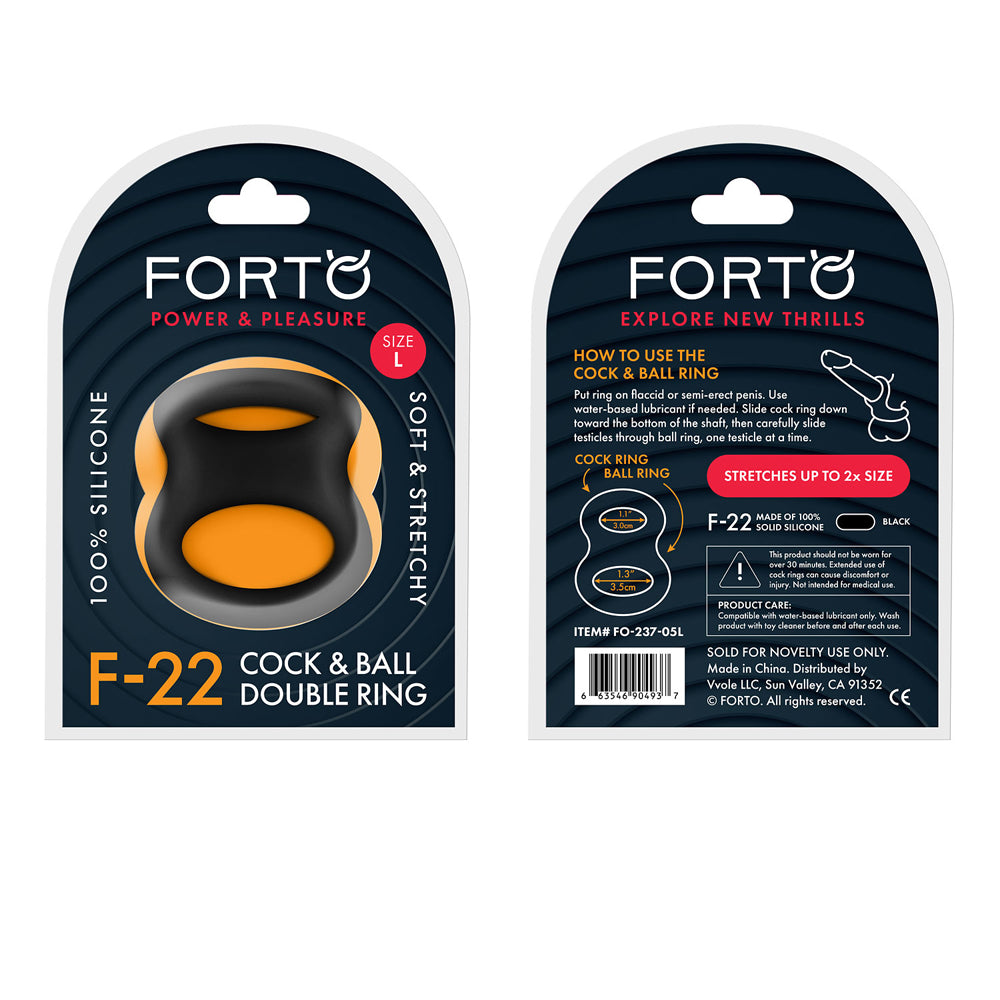 F-22: D Ring Liquid Silicone 57.5/60Mm Black | 663546904937 | Discreet Personal Wellness