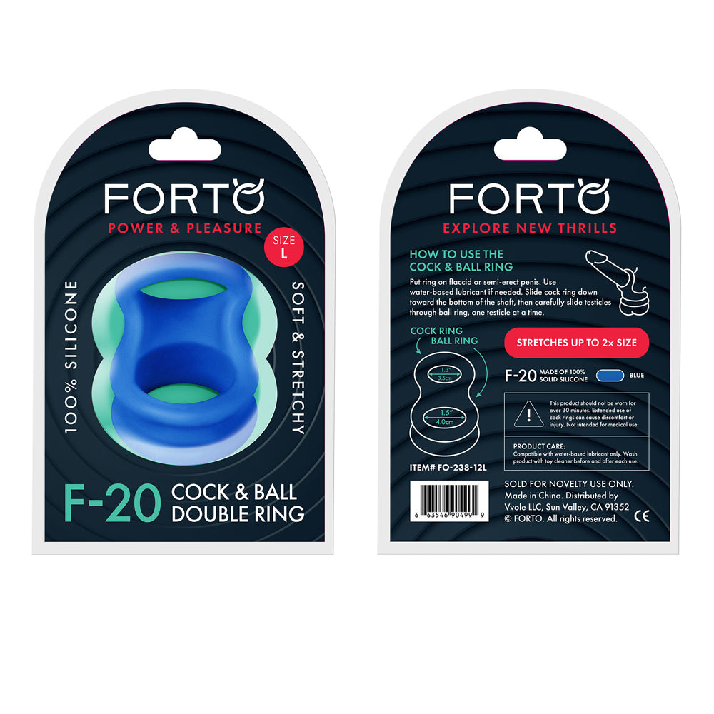 F-20: Balls Stretcher Liquid Silicone 60/77Mm Blue | 663546904999 | Discreet Personal Wellness