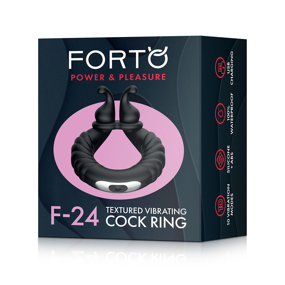 F-24: Textured Vibrating Penisring Black | 663546905231 | Discreet Personal Wellness