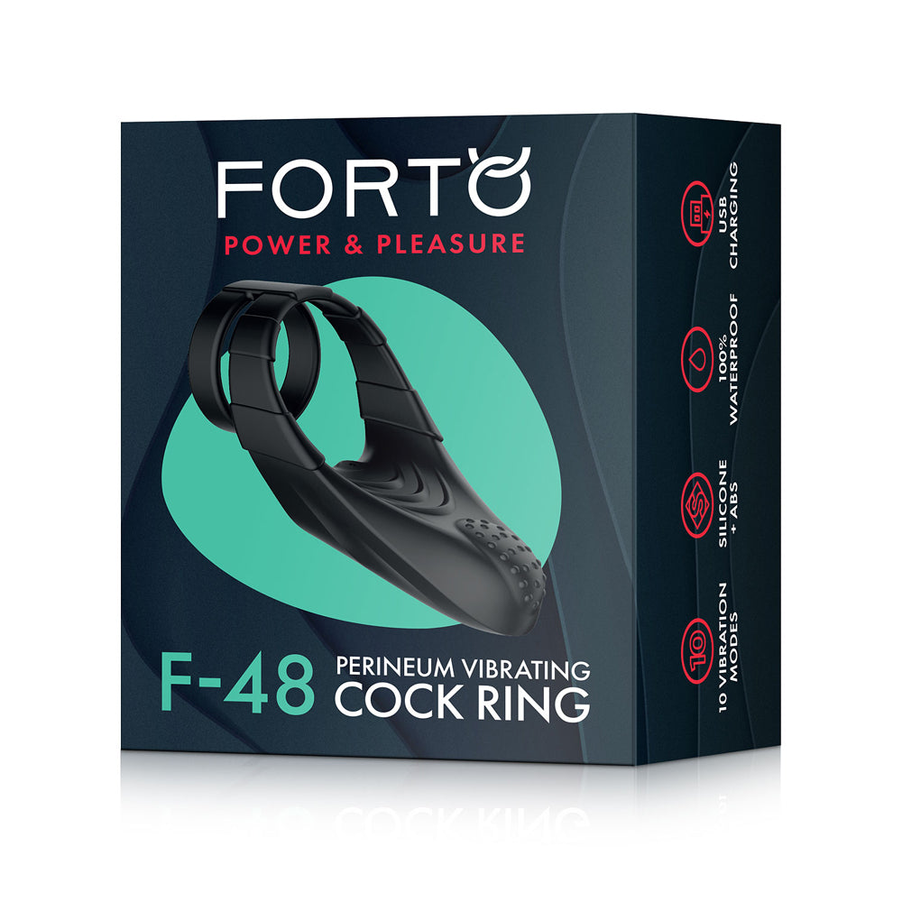 Forto F-48: Vibrating Perineum Double C-Ring Black | 663546905248 | Discreet Personal Wellness