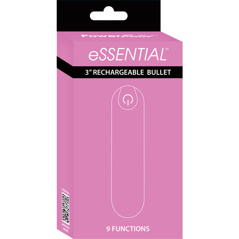 Powerbullet Essential 3'' Bullet With Case 9 Function Pink | 677613571632 | Discreet Personal Wellness