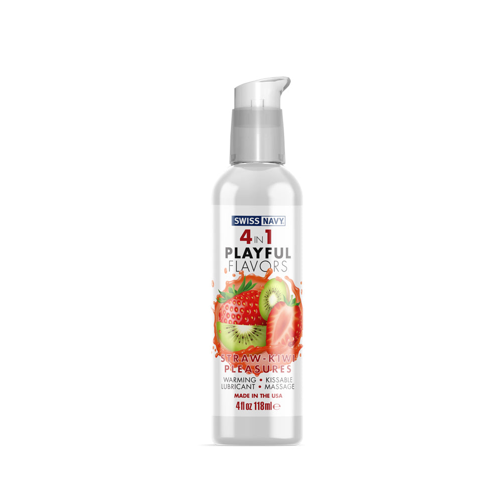 Swiss Navy 4 In 1 Strawberry/Kiwi Pleasure 4 oz. | 699439005580 | Discreet Personal Wellness