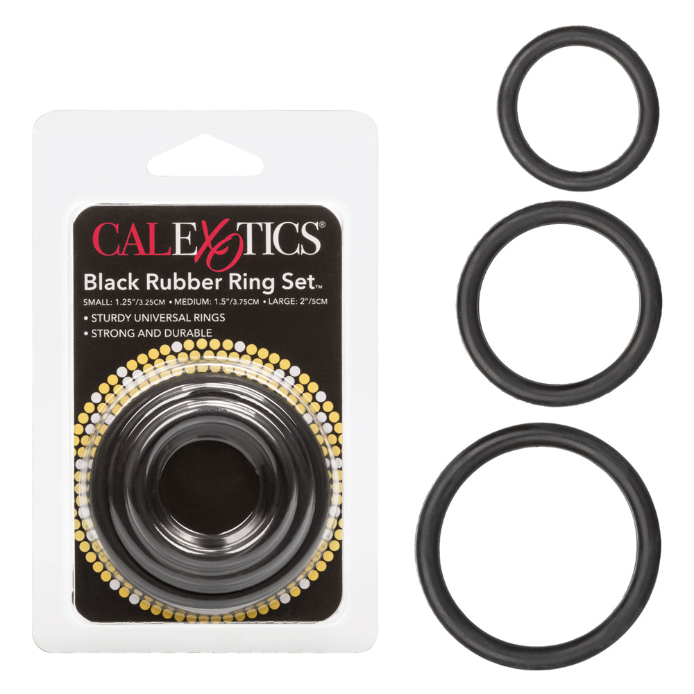 Black Rubber Ring 3 Piece Set | 716770004499 | Discreet Personal Wellness