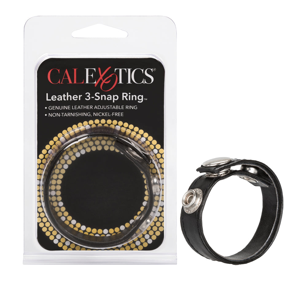 Leather 3-Snap Ring Black | 716770004529 | Discreet Personal Wellness