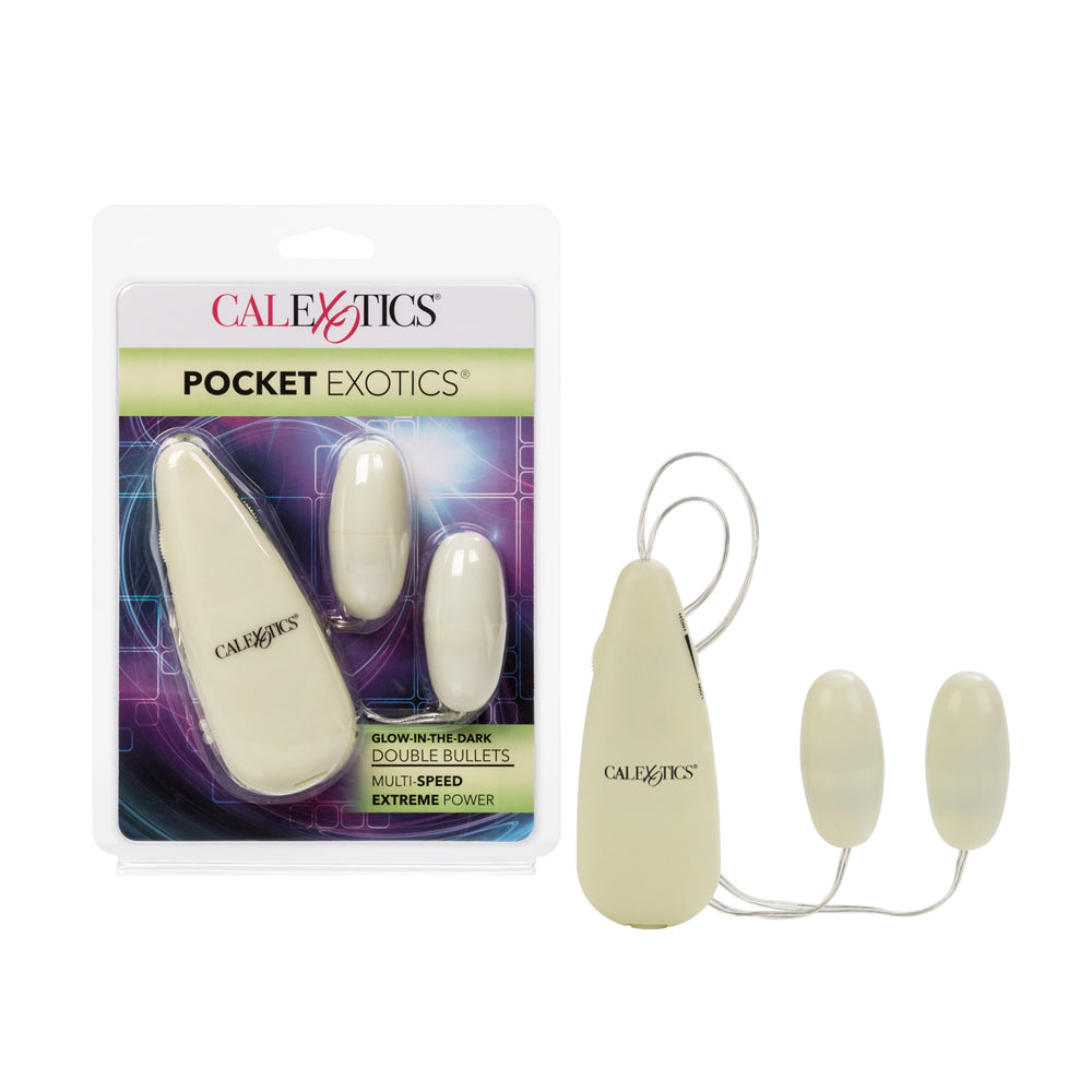 Pocket Exotics Glow-In-The-Dark Double Bullets Green | 716770018090 | Discreet Personal Wellness