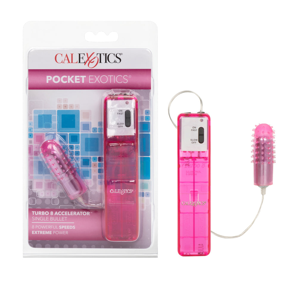 Pocket Exotics Turbo 8 Accelerator Single Bullet Pink | 716770023834 | Discreet Personal Wellness
