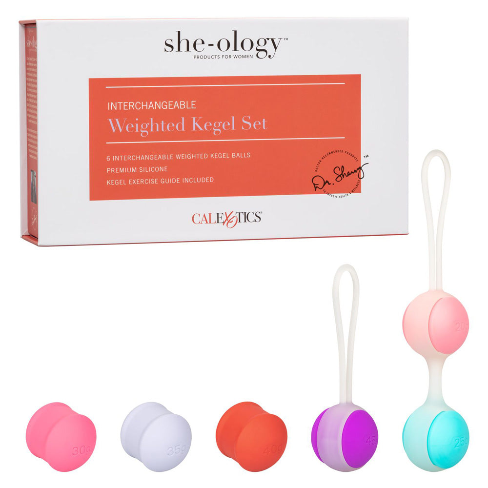 She-Ology Interchangeable Weighted Kegel Set | 716770096036 | Discreet Personal Wellness