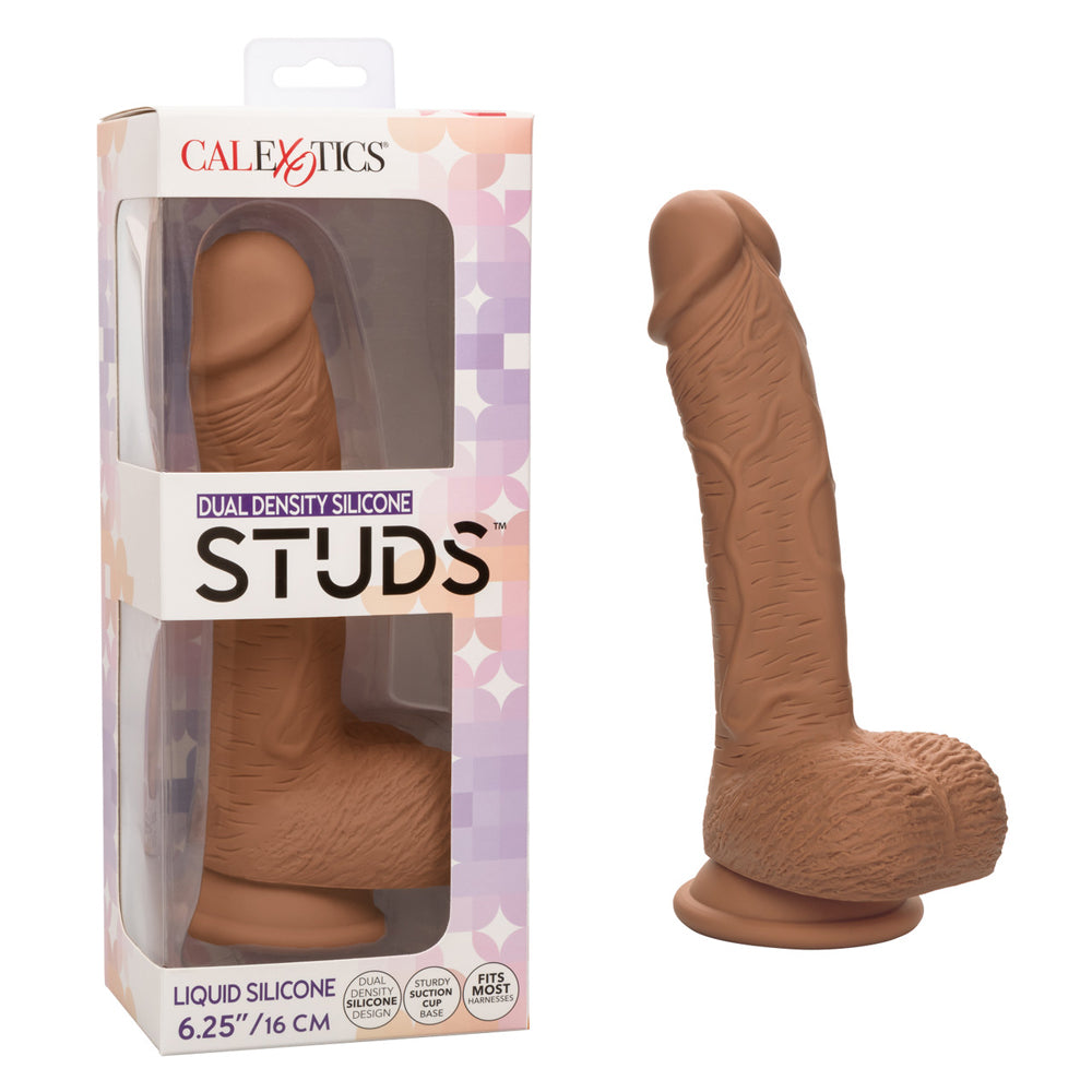 Dual Density Silicone Studs 6.25" Brown | 716770104274 | Discreet Personal Wellness
