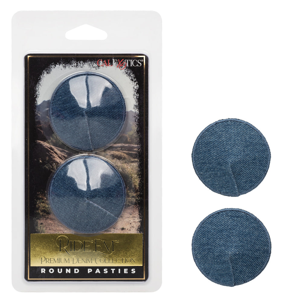 Ride 'Em Premium Denim Collection Round Pasties | 716770105462 | Discreet Personal Wellness