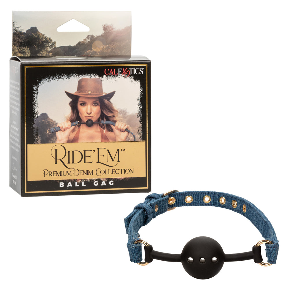 Ride 'Em Premium Denim Collection Ball Gag | 716770105721 | Discreet Personal Wellness