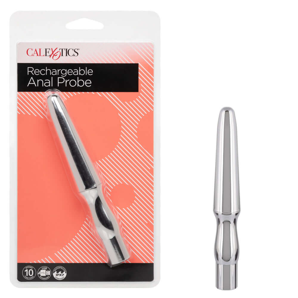 Rechargeable Anal Probe Silver | 716770106216 | Discreet Personal Wellness