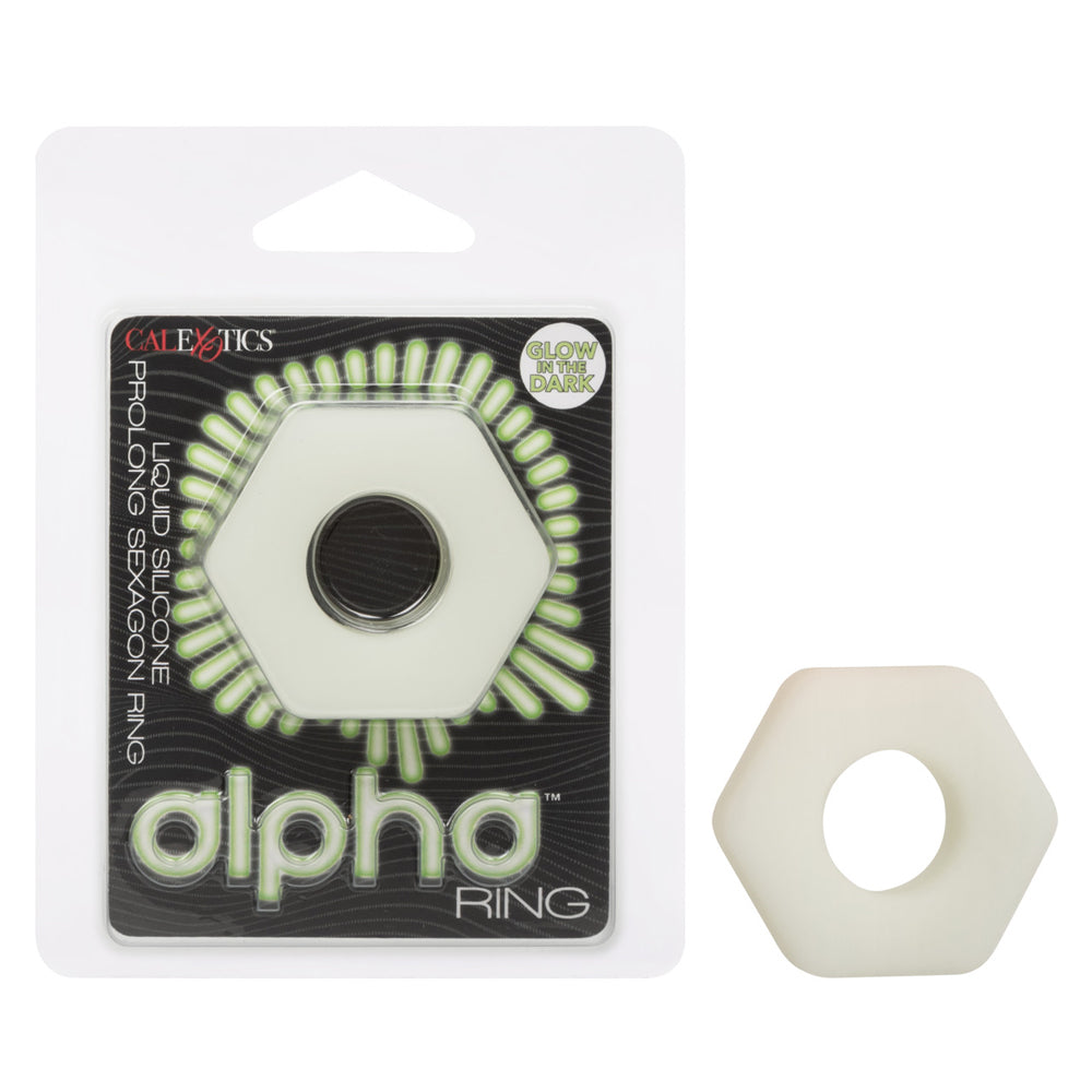 Alpha Glow-In-The-Dark Liquid Silicone Prolong Sexagon Ring | 716770109149 | Discreet Personal Wellness