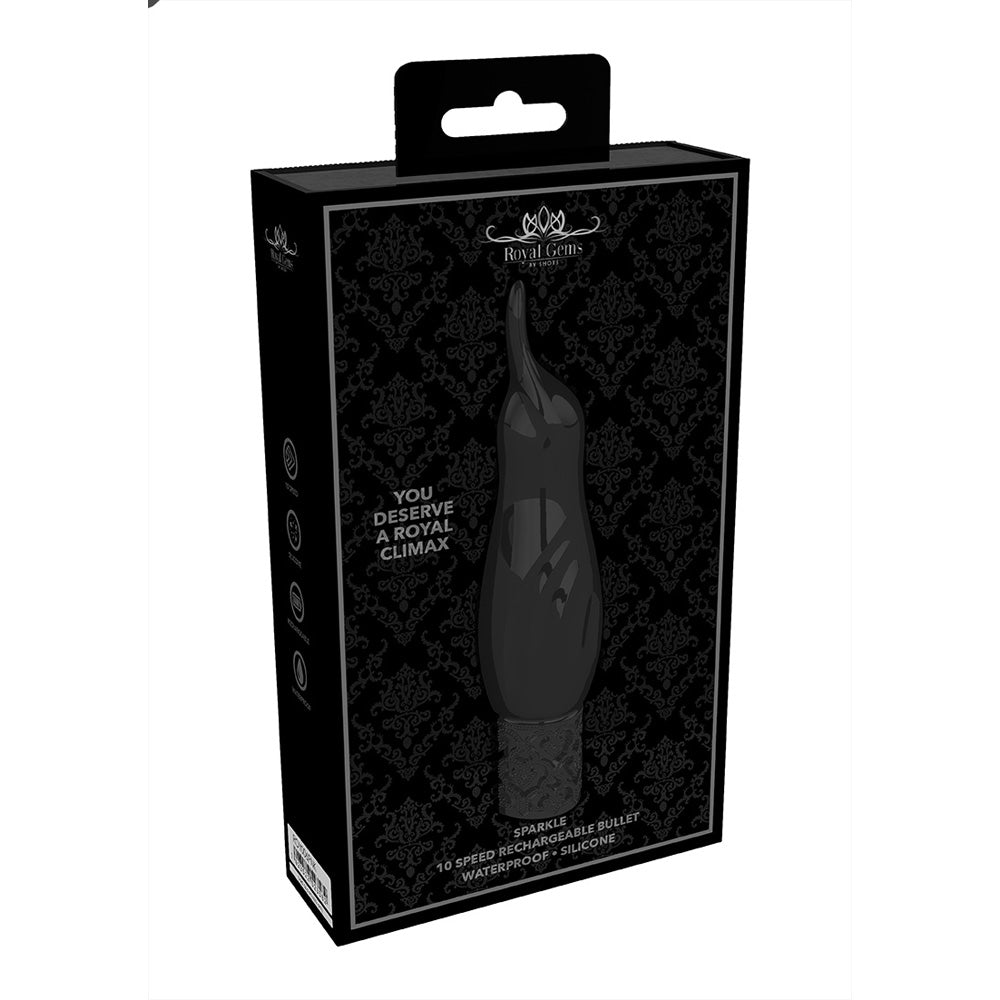 Royal Gems Sparkle Rechargeable Silicone Bullet Black | 7423522523575 | Discreet Personal Wellness