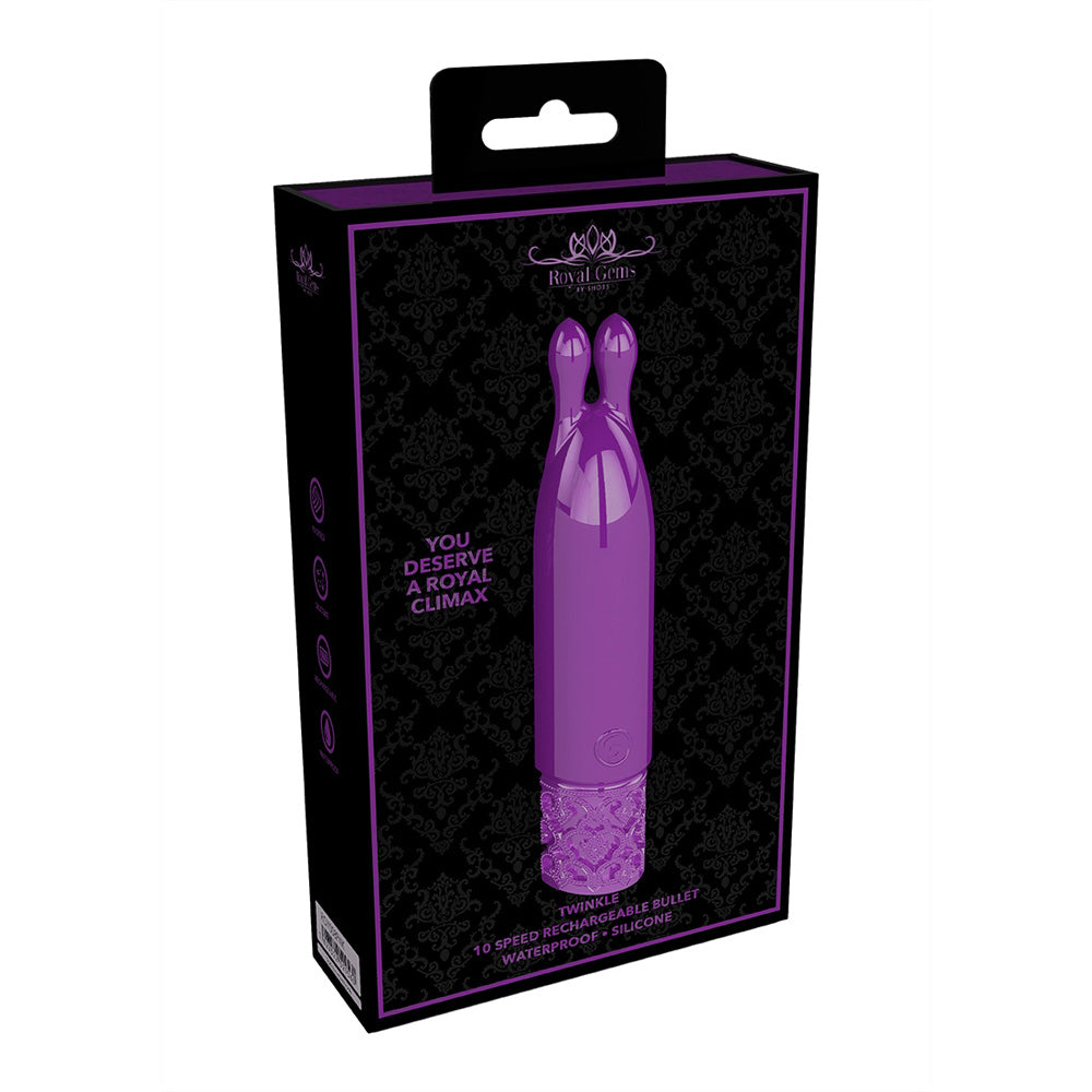 Royal Gems Twinkle Rechargeable Silicone Bullet Purple | 7423522529577 | Discreet Personal Wellness