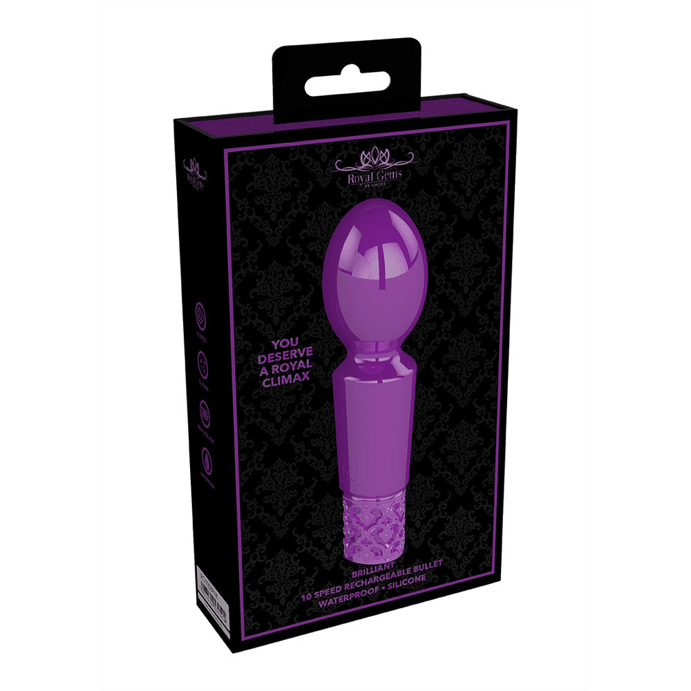Royal Gems Brilliant Rechargeable Silicone Bullet Purple | 7423522529584 | Discreet Personal Wellness
