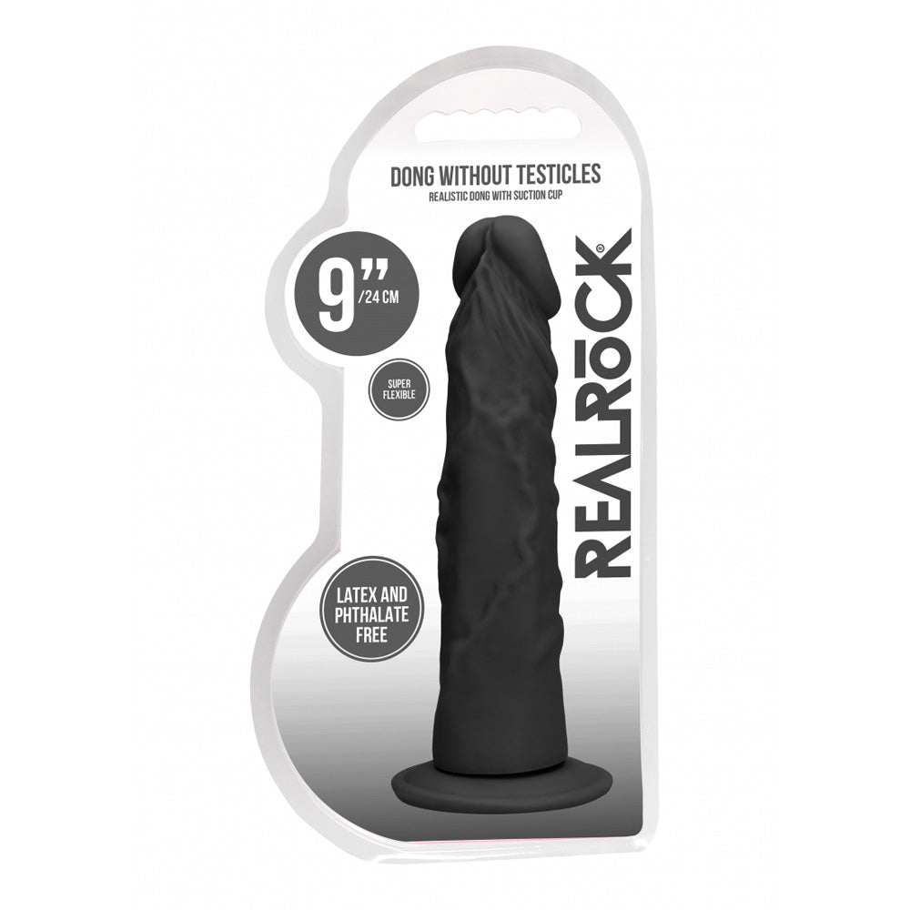 Realrock Penis Without Testicles 9" Black | 7423522548592 | Discreet Personal Wellness