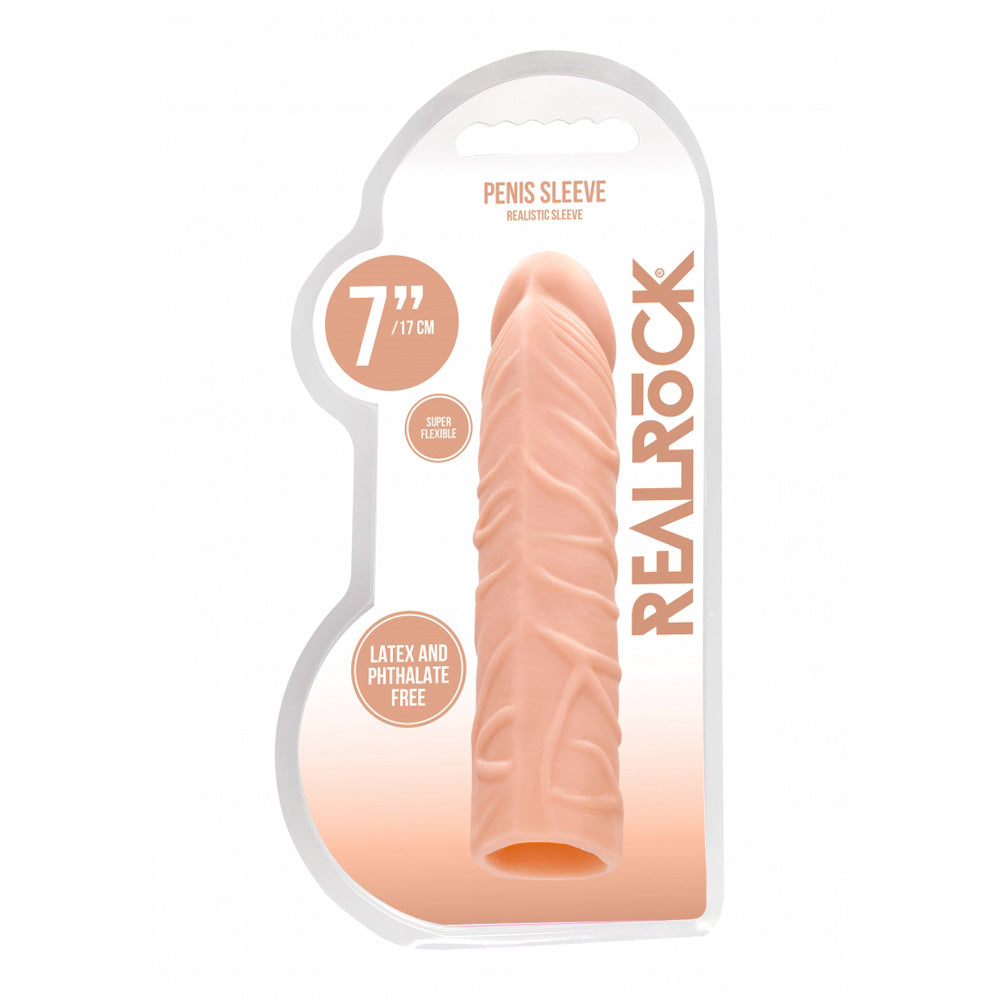 Realrock Penis Sleeve 7" Flesh | 7423522550526 | Discreet Personal Wellness
