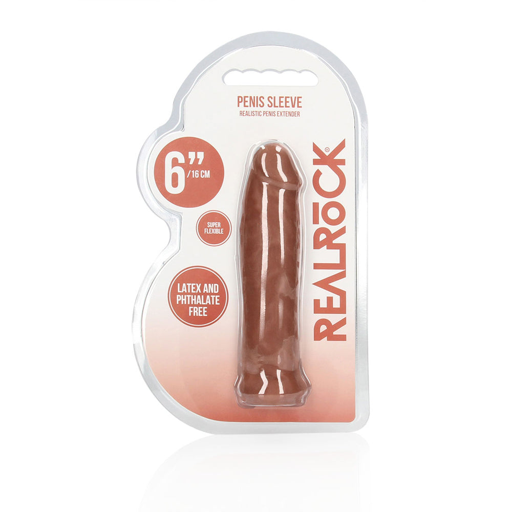 Realrock Penis Sleeve 6" Tan | 7423522550564 | Discreet Personal Wellness