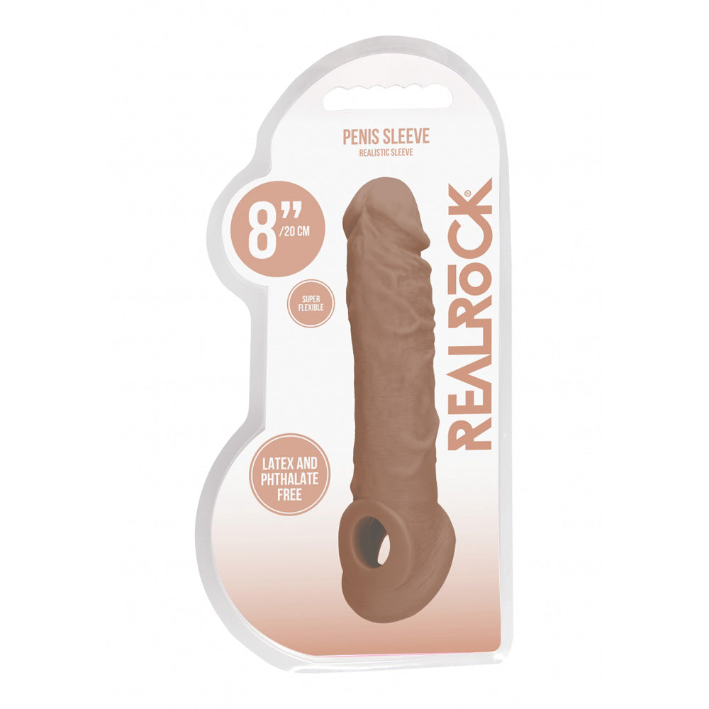Realrock Penis Sleeve 8" Tan | 7423522550595 | Discreet Personal Wellness