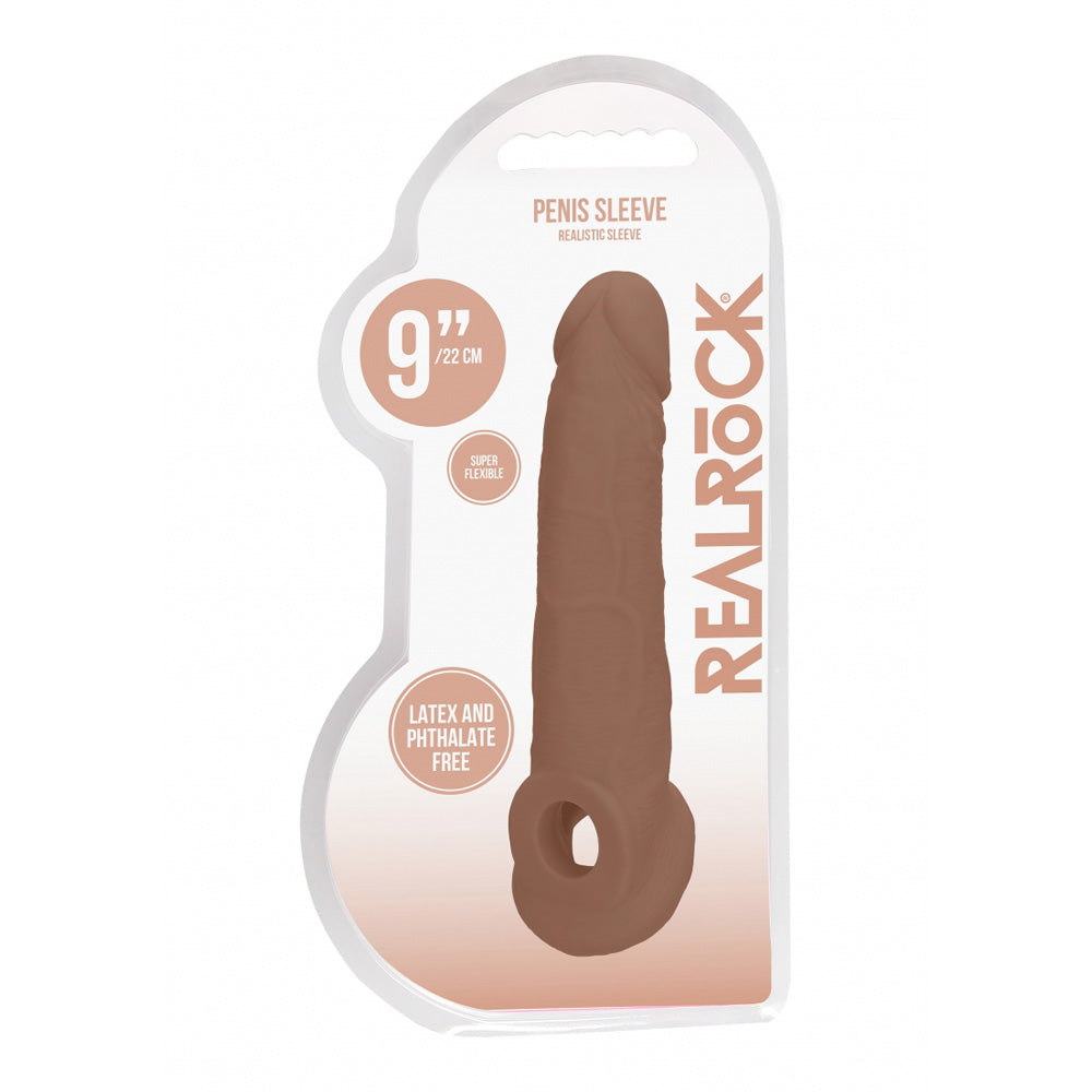 Realrock Penis Sleeve 9" Tan | 7423522551523 | Discreet Personal Wellness