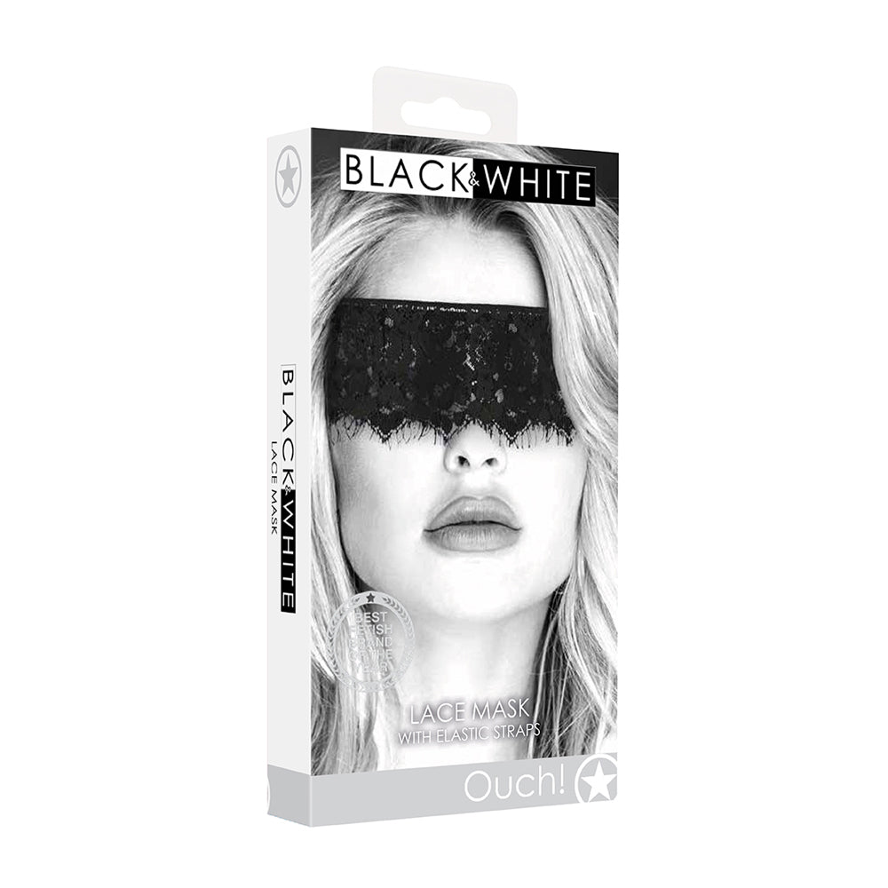 Ouch! Black & White Lace Mask With Elastic Straps | 7423522576526 | Discreet Personal Wellness