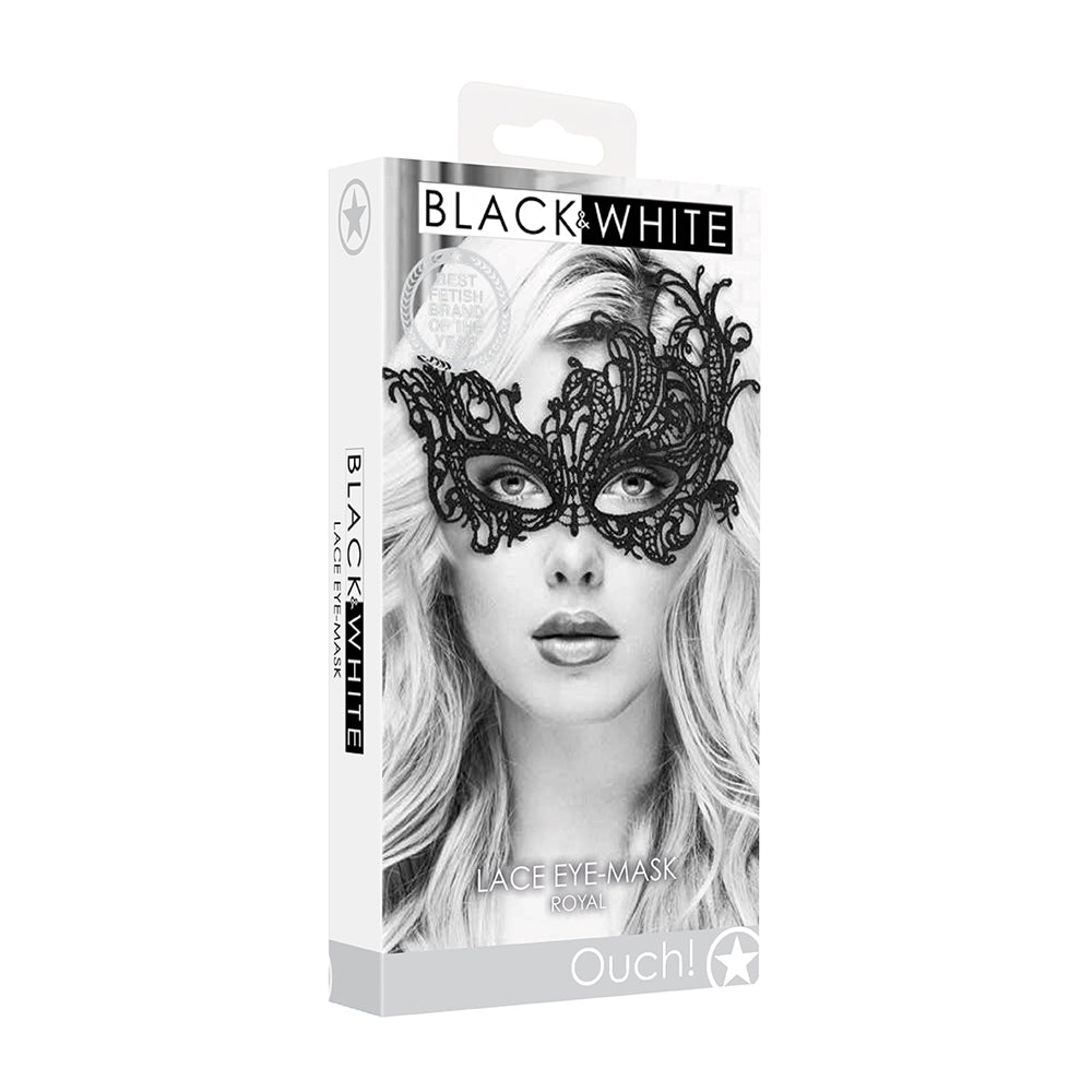 Ouch! Black & White Lace Eye Mask Royal | 7423522576571 | Discreet Personal Wellness
