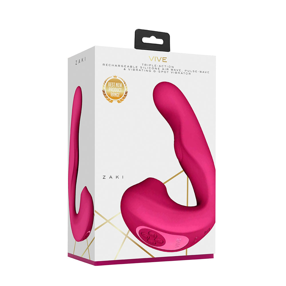 Vive Zaki Air Wave, Pulse Wave & G-Spot Vibrator Pink | 7423522624609 | Discreet Personal Wellness