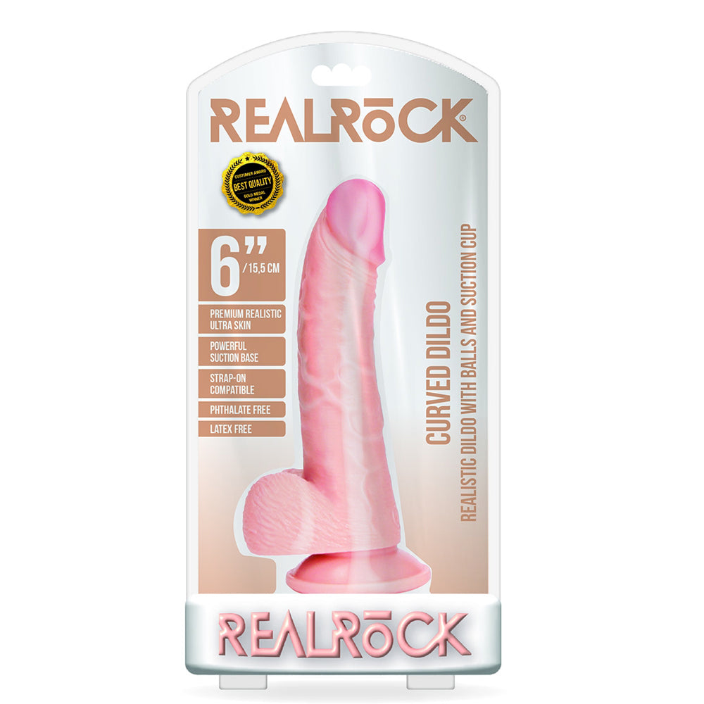 Curved Realistic Dildo With Balls And Suction Cup 6'' Flesh | 7423522627655 | Discreet Personal Wellness