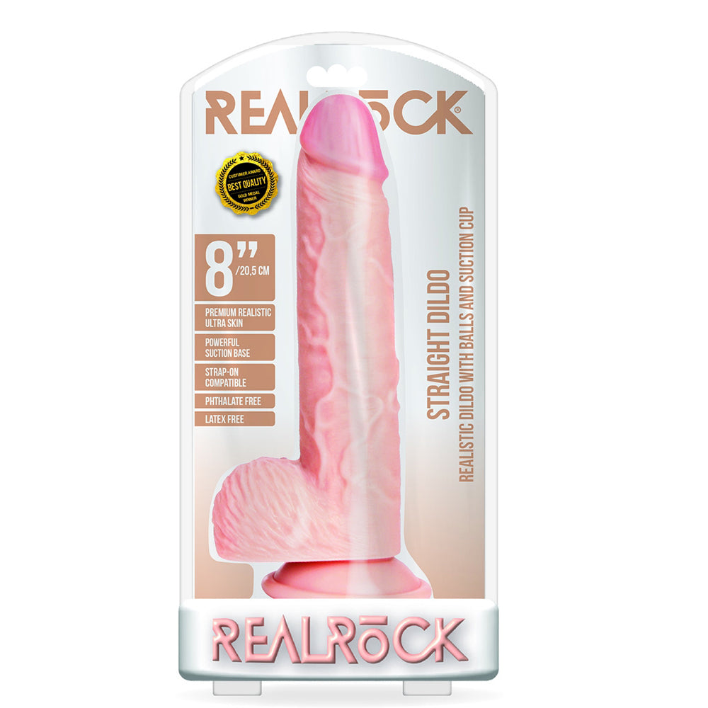 Straight Realistic Dildo With Balls And Suction Cup 8'' Flesh | 7423522628669 | Discreet Personal Wellness