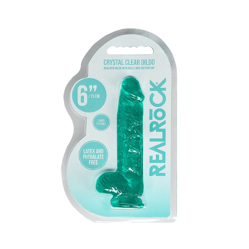 Realistic Dildo With Balls 6" Turquoise | 7423522631645 | Discreet Personal Wellness