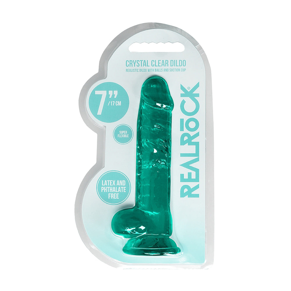 Realistic Dildo With Balls 7" Turquoise | 7423522631669 | Discreet Personal Wellness