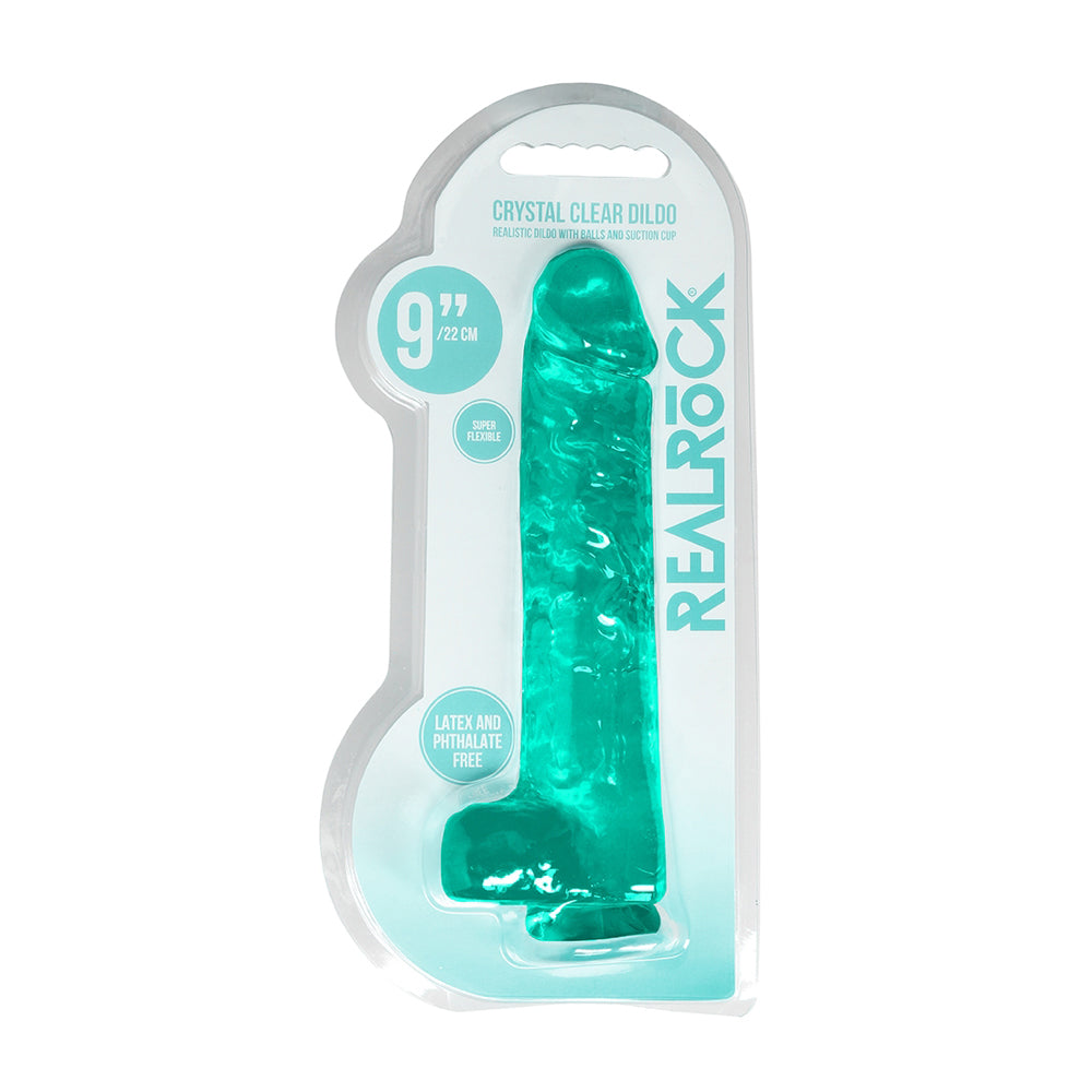 Realistic Dildo With Balls 9" Turquoise | 7423522632604 | Discreet Personal Wellness