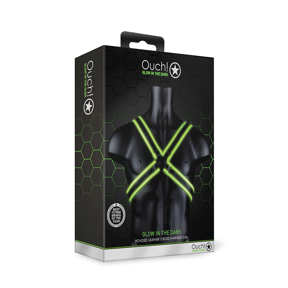 Ouch! Cross Harness Glow In The Dark S/M | 7423522649602 | Discreet Personal Wellness
