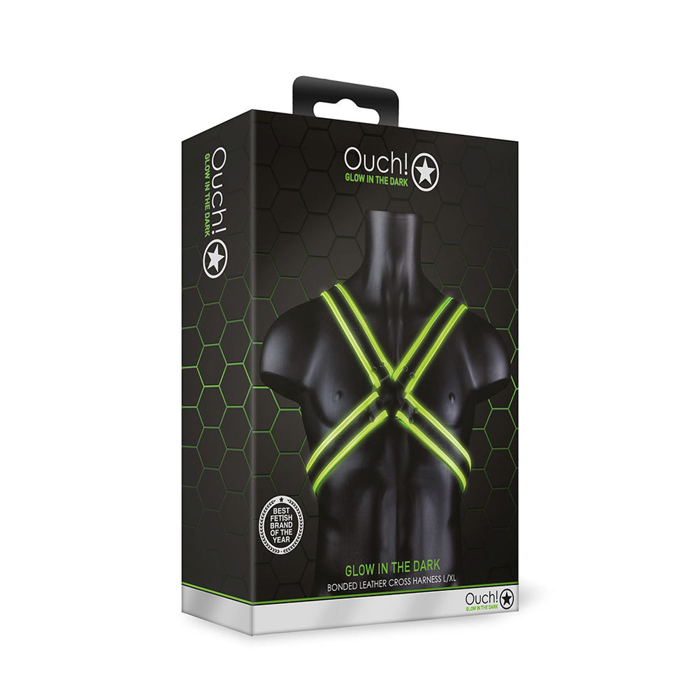 Ouch! Cross Harness Glow In The Dark L/Xl | 7423522653661 | Discreet Personal Wellness