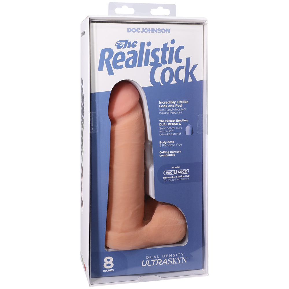 The Realistic Penis Ultraskyn 8" With Balls Vanilla | 782421005665 | Discreet Personal Wellness