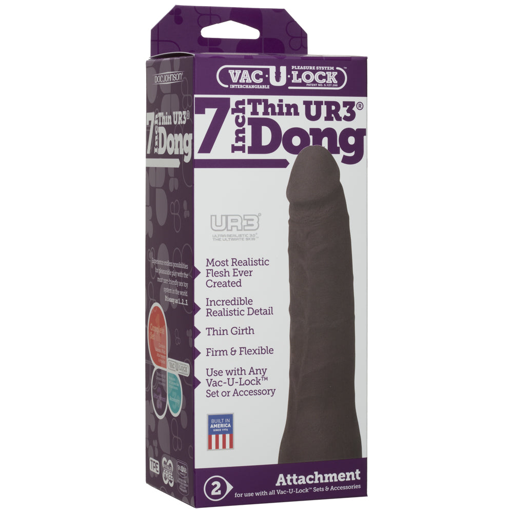 Vac-U-Lock- 7" Thin ULTRASKYN Penis - Chocolate | 782421024451 | Discreet Personal Wellness
