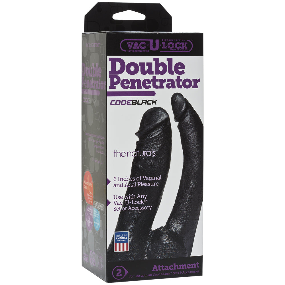 Vac-U-Lock Codeblack Double Penetrator The Naturals Codeblack | 782421026493 | Discreet Personal Wellness