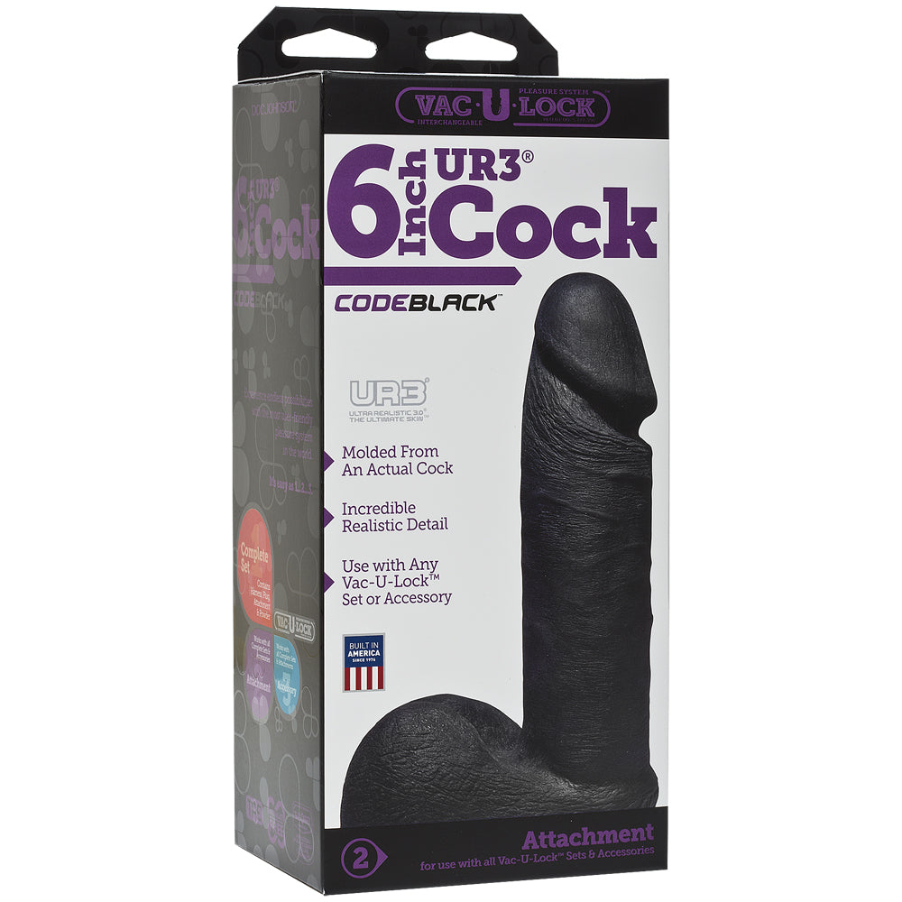 Vac-U-Lock Codeblack 6" Ultraskyn Penis Codeblack | 782421027506 | Discreet Personal Wellness