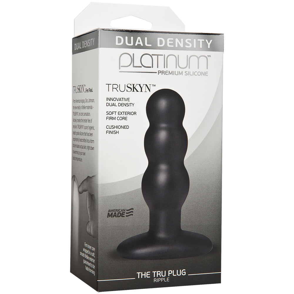 Platinum Premium Silicone Truskyn The Tru Plug Ripple Black | 782421032111 | Discreet Personal Wellness