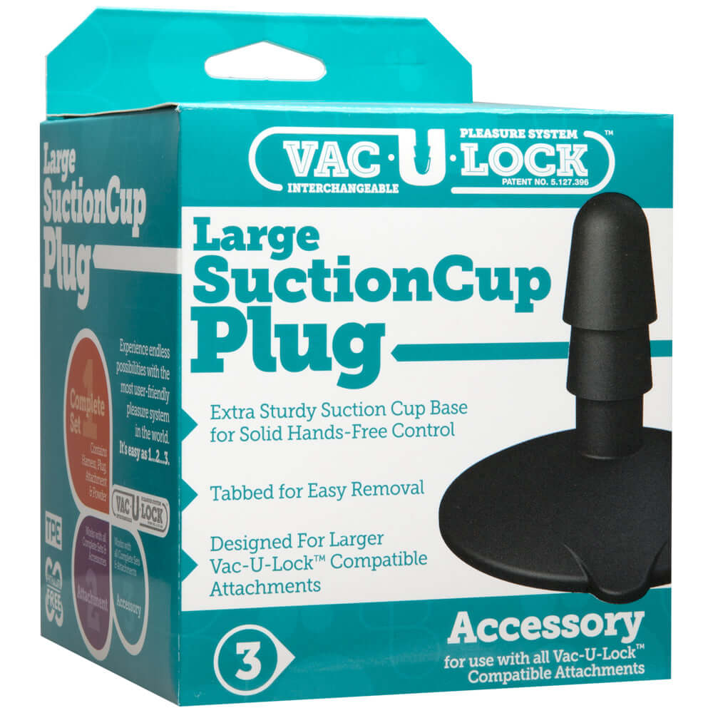 Vac-U-Lock Large Black Suction Cup Plug Black | 782421055011 | Discreet Personal Wellness