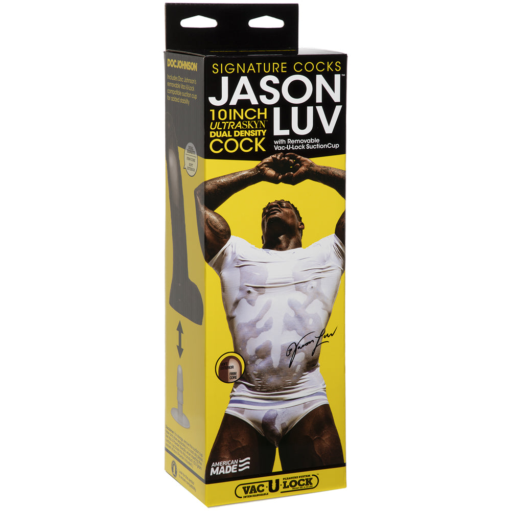 Signature Penis Jason Luv 10" Ultraskyn Penis with Removable Vac-U-Lock Suction Cup Chocolate | 782421069476 | Discreet Personal Wellness