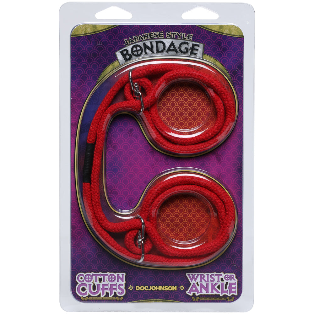 Japanese Style Bondage 100% Cotton Wrist Or Ankle Cuffs Red | 782421072698 | Discreet Personal Wellness